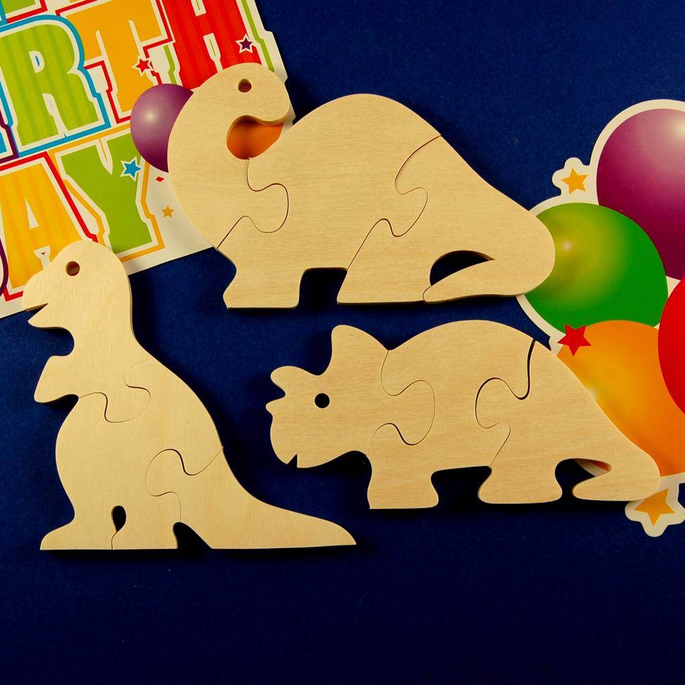 Dinosaur Party Favors - Package of 12 Wooden Puzzles