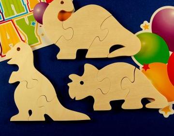 Dinosaur Party Favors - Package of 12 Wooden Puzzles